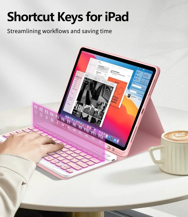 Alt view image 9 of 10 - COO for iPad Air 13 Inch Case Keyboard (M3/M2, 2025/2024), Keyboard Case for iPad Pro 12.9 inch 5/6th Gen with Pencil Holder - Wireless Detachable Backlit Keyboard with Auto Sleep/Wake