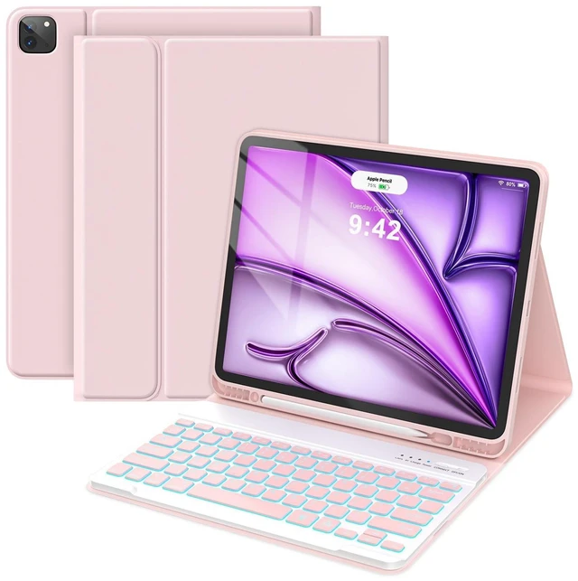 Alt view image 6 of 10 - COO for iPad Air 13 Inch Case Keyboard (M3/M2, 2025/2024), Keyboard Case for iPad Pro 12.9 inch 5/6th Gen with Pencil Holder - Wireless Detachable Backlit Keyboard with Auto Sleep/Wake