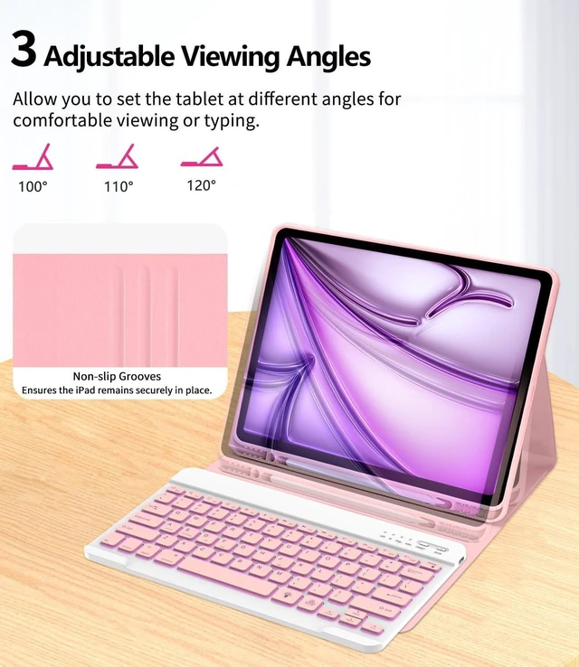Alt view image 10 of 10 - COO for iPad Air 13 Inch Case Keyboard (M3/M2, 2025/2024), Keyboard Case for iPad Pro 12.9 inch 5/6th Gen with Pencil Holder - Wireless Detachable Backlit Keyboard with Auto Sleep/Wake