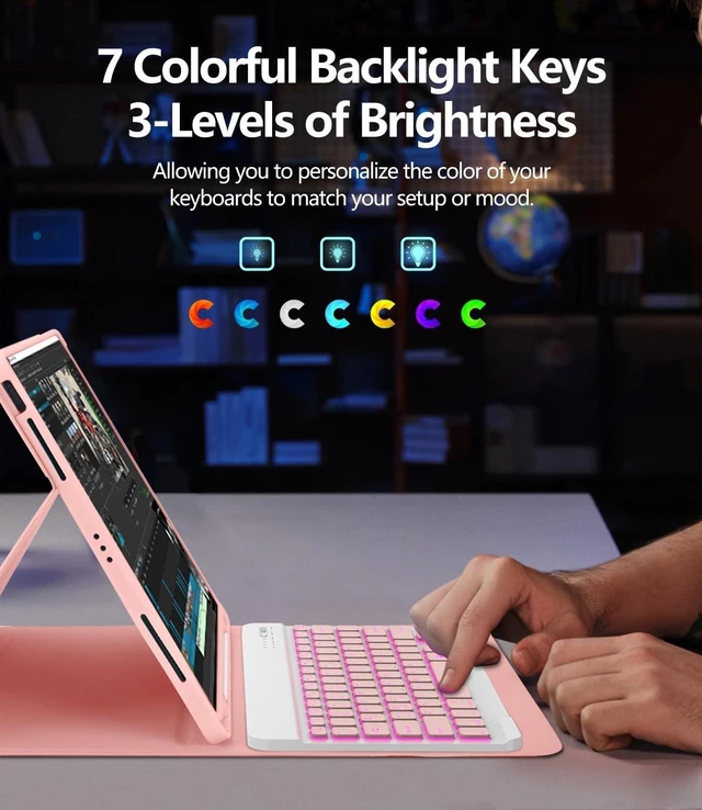 Alt view image 8 of 10 - COO for iPad Air 13 Inch Case Keyboard (M3/M2, 2025/2024), Keyboard Case for iPad Pro 12.9 inch 5/6th Gen with Pencil Holder - Wireless Detachable Backlit Keyboard with Auto Sleep/Wake