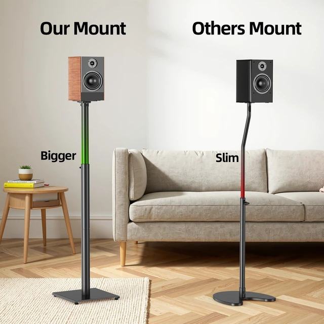 Alt view image 9 of 10 - USX MOUNT Bookshelf Speaker Stands Pair, Height Adjustable Extends 32-42 inch for Rear Surround Sound Speakers, Floor Satellite Speaker Stands for Vizio Bose Sony JBL Klipsch Polk, Max Load 11 lbs