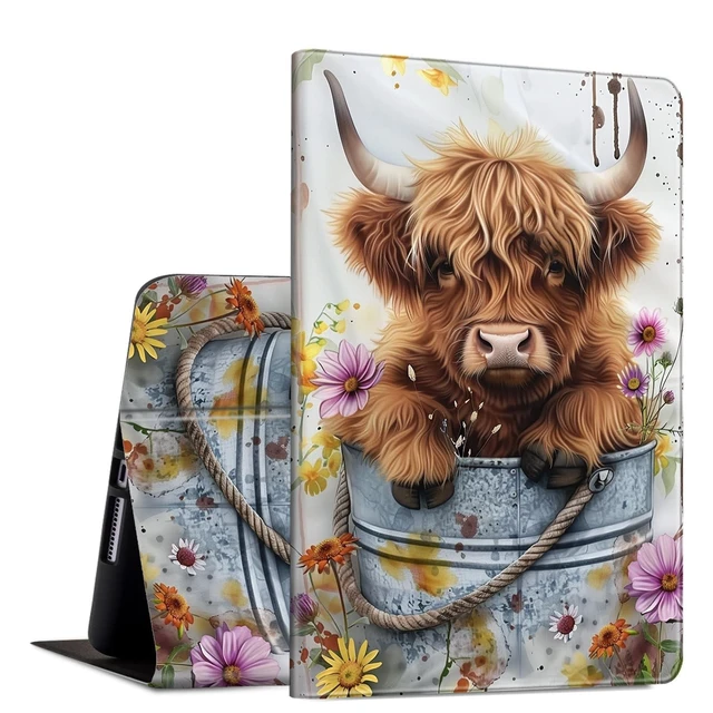 Alt view image 6 of 10 - Case for All-New Kindle Fire HD 8 & 8 Plus Tablet(12th/10th Generation, 2024/2022/2020 Release) 8" Slim PU Leather Adjustable Smart Shell Cover with Auto Wake/Sleep, Cute Highland Cow