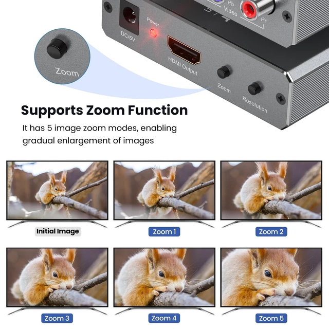 Alt view image 9 of 10 - Component to HDMI Converter with Scaling Function, YPbPr to HDMI Adapter for DVD/NGC/Wii/VHS/PS2, Supports Multiple Resolutions (Not for 240P Retro Games)