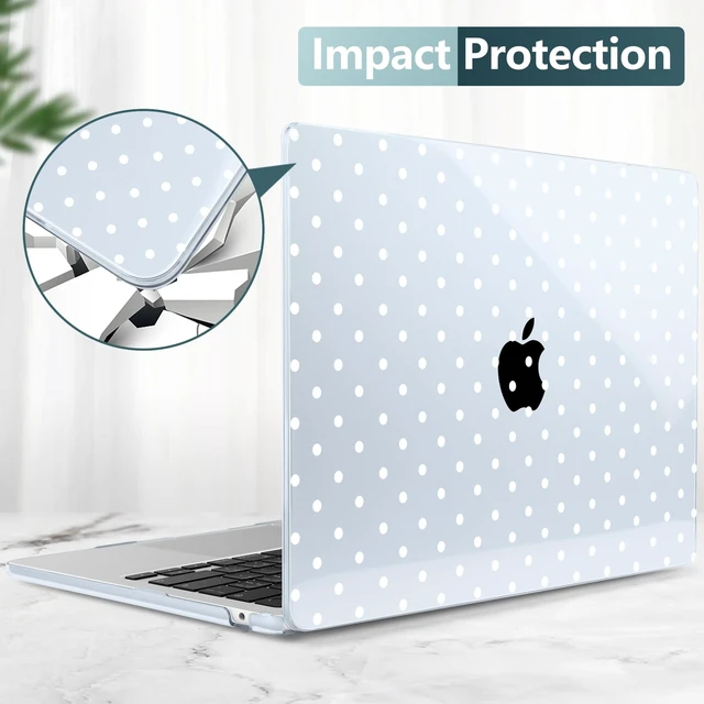 Alt view image 10 of 10 - TWOLSKOO for MacBook Air 15 inch Case 2026 2025 2024 2023 Release M5 A3448 M4 A3241 M3 A3114 M2 A2941, Plastic Hard Shell & Screen Protector & Keyboard Cover & Type C Adapter, Blue Polka Dots