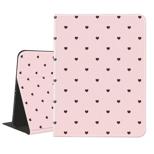 Alt view image 6 of 10 - AdorableWhimsy Cute Heart Case for iPad mini 7 (A17 Pro) 2024 / iPad mini 6 2021 8.3 Inch with Pencil Holder Vintage Aesthetic Classic Minimalist Design Pink Leather Folio Stand Cover