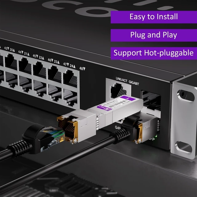 Alt view image 9 of 10 - 10GBASE-T SFP+ to RJ45 Transceiver, 1/2.5/5/10G Multi-Rate Copper SFP+ to Ethernet Module for Cisco SFP-10G-T-S, Ubiquiti UniFi UF-RJ45-10G, Mikrotik S+RJ10, Meraki , Netgear, D-Link and More, 2 Pack