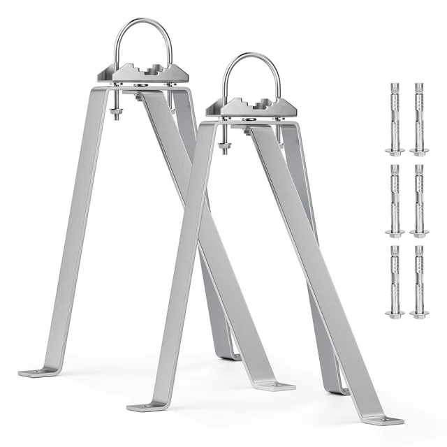 Alt view image 6 of 10 - 2 Sets Antenna Wall Mount,Stainless Steel Stand Off Wall Mast Mount Windproof Antenna Mounting Brackets Three-Leg Sets (4 Inch)