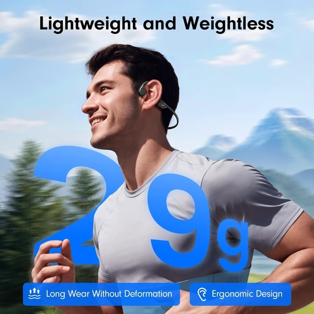 Alt view image 6 of 8 - Yomdud Bone Conduction Headphones,Open Ear Headphones,Wireless Headphones with Mic,Bluetooth 5.4,10H Playtime & IPX5 Waterproof,Sports Headphone for Running & Outdoor