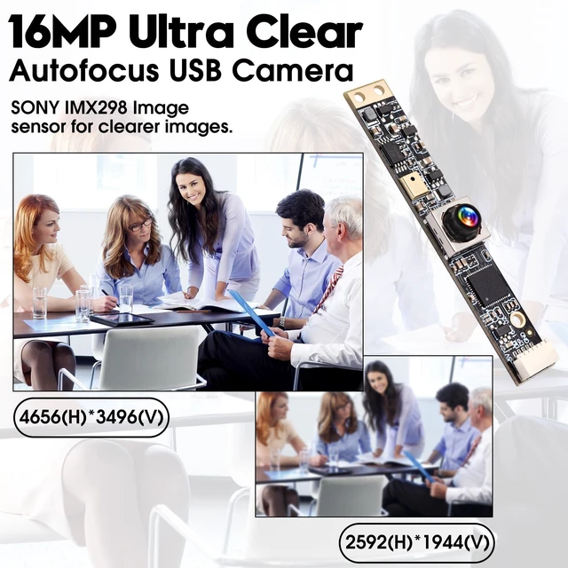 Alt view image 8 of 10 - Webcamera_usb 16mp Autofocus USB Camera Module with Microphone for Computer Mini Lightburn Camera Micro USB Security PC Camera CCTV Video Laser Engraver Webcam Board (100degree no distortion lens)