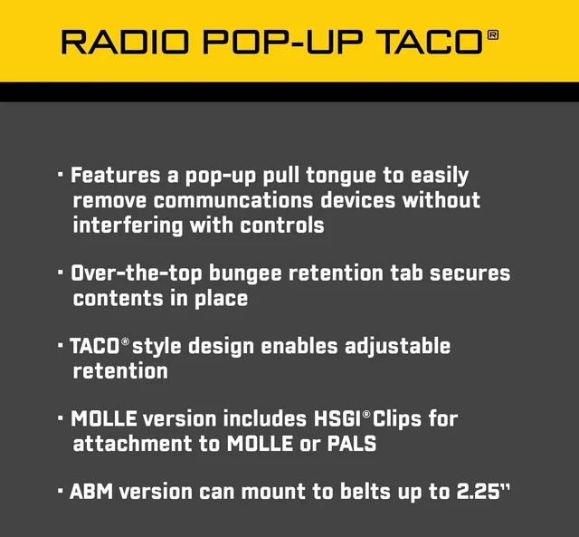 Alt view image 10 of 10 - High Speed Gear - Radio Pop-Up Taco MOLLE Pouch, Police Gear & Military Gear, MOLLE Radio Pouch, Tactical Pouch for Professionals (Black)
