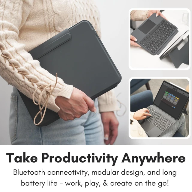 Alt view image 9 of 10 - Macally iPad Air 13 Inch Case Keyboard (M3, 2025/M2, 2024) ^^iPad Pro 12.9 Keyboard Case (5/6th Gen) with Large Trackpad, Multi Angle View Stand Apple Pencil Holder, Backlit, Detachable