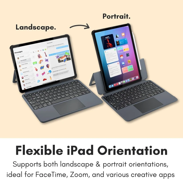 Alt view image 10 of 10 - Macally iPad Air 13 Inch Case Keyboard (M3, 2025/M2, 2024) ^^iPad Pro 12.9 Keyboard Case (5/6th Gen) with Large Trackpad, Multi Angle View Stand Apple Pencil Holder, Backlit, Detachable