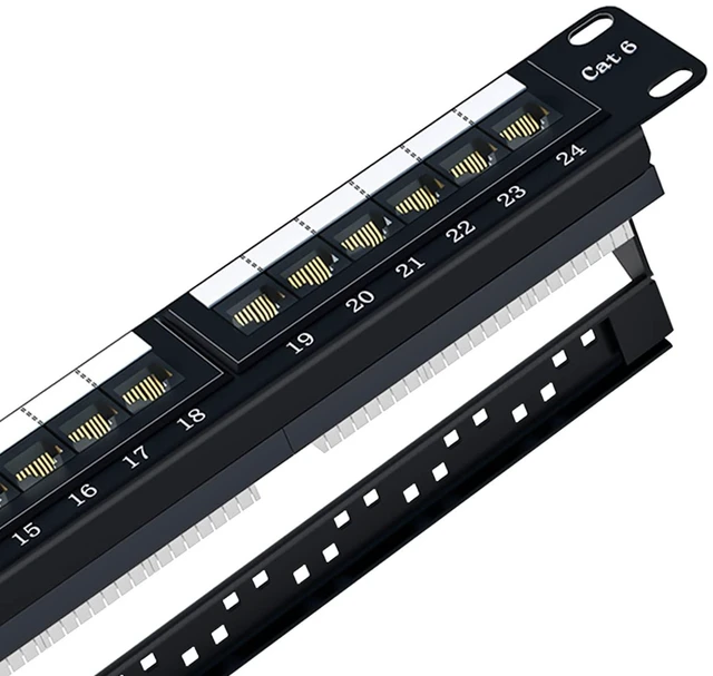 Alt view image 6 of 10 - Tedgetal Cat6 Patch Panel 24 Port 1U, Keystone Patch Panel 19" Rackmount or Wallmount 10G Support for Cat6, Cat5e, Cat5 Cabling
