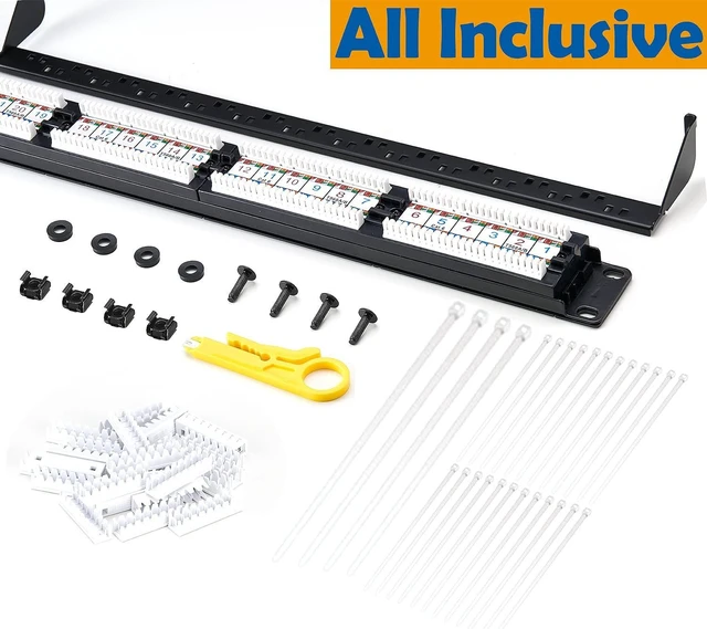 Alt view image 7 of 10 - Tedgetal Cat6 Patch Panel 24 Port 1U, Keystone Patch Panel 19" Rackmount or Wallmount 10G Support for Cat6, Cat5e, Cat5 Cabling