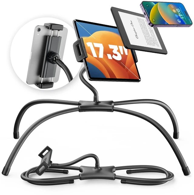 Alt view image 6 of 10 - SAIJI iPad Stand, Adjustable Ergonomic Tablet Holder for Bed, Kindle Stand for Reading in Bed Fit for Tablet, Phone, Kindle, Portable Monitor, Switch and More 4.7"-17.3" Devices (Black)