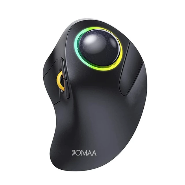 Alt view image 6 of 10 - JOMAA Wireless Bluetooth Computer Trackball Mouse with RGB Backlight,Finger Control, 3 Device Switch, Silent Rechargeable Ergonomic Drawing Office Mouse for Laptop, Desktop Computer, Tablet Phone