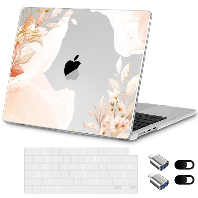 Alt view image 6 of 10 - Loyrina Designed for New MacBook Air 13.6 inch Case 2025-2022 A3240 M4 A3113 A2681, Ultra-Thin Laptop Hard Shell Case for MacBook Air 13.6" with Keyboard Cover & USB Adapter, Abstract Flowers