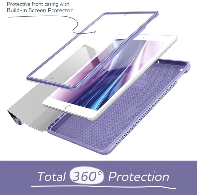 Alt view image 8 of 10 - SURITCH Case for iPad 10.2 (iPad 9th/8th/7th Generation) Protective Case with Built-in Screen Protector and Pencil Holder Case with Stand Function and Auto Sleep/Wake for iPad 10.2 Inch - Purple