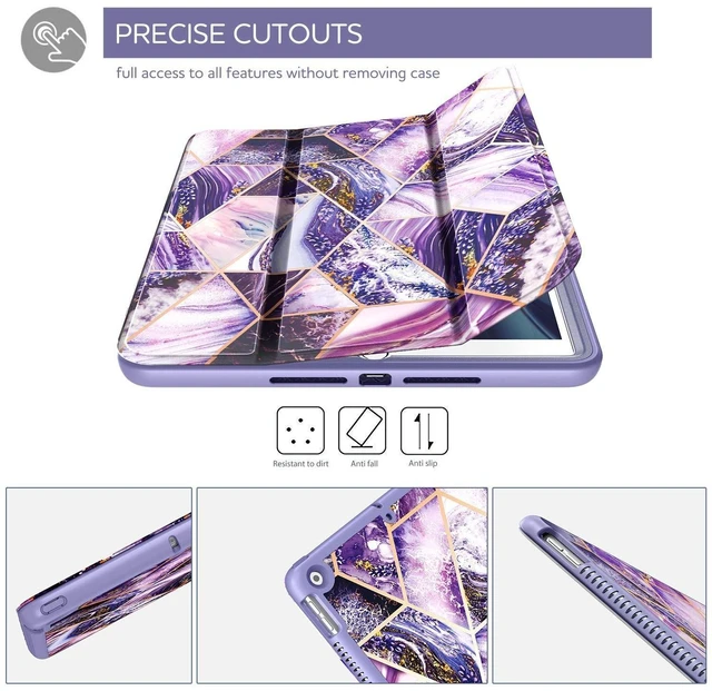 Alt view image 10 of 10 - SURITCH Case for iPad 10.2 (iPad 9th/8th/7th Generation) Protective Case with Built-in Screen Protector and Pencil Holder Case with Stand Function and Auto Sleep/Wake for iPad 10.2 Inch - Purple