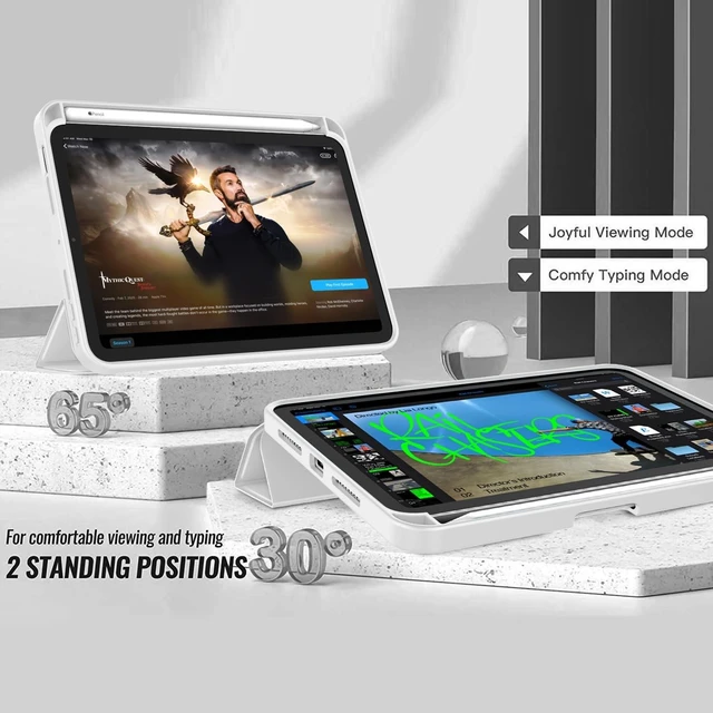 Alt view image 8 of 10 - ZryXal for iPad mini 7 Case A17 Pro 2024/iPad Mini 6 Case 2021 8.3 Inch with Pencil Holder, iPad mini 7th/6th Generation Case with Soft TPU Back and Auto Sleep/Wake, Light Gray