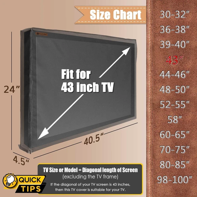 Alt view image 7 of 10 - IC ICLOVER Outdoor TV Cover 41-43 inch, 600D Heavy Duty 4 Season Weatherproof Screen Protector with Waterproof Zipper & Remote Control Pocket, Outside Television Cover for LED, LCD, OLED TVs
