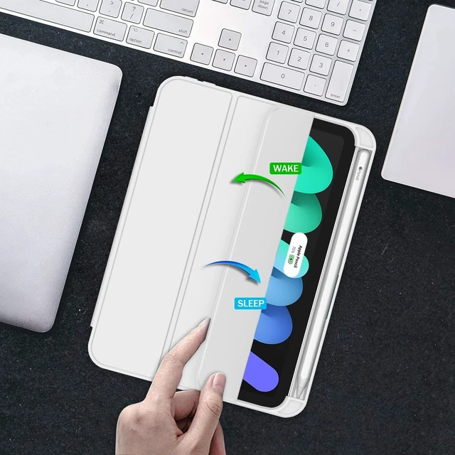 Alt view image 9 of 10 - ZryXal for iPad mini 7 Case A17 Pro 2024/iPad Mini 6 Case 2021 8.3 Inch with Pencil Holder, iPad mini 7th/6th Generation Case with Soft TPU Back and Auto Sleep/Wake, Light Gray