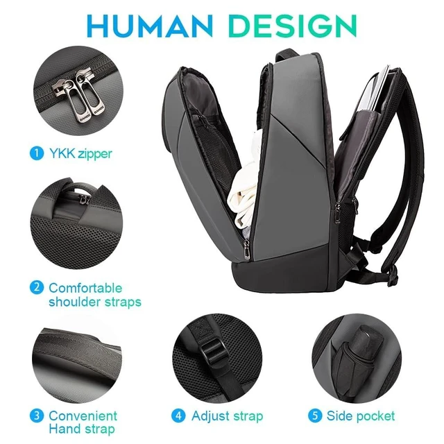 Alt view image 10 of 10 - FUTURE AESTHETICS Business Smart Backpack Waterproof for women,men,Fight Approved Durable Backpack suitable as overnight and travel backpack (Grey)