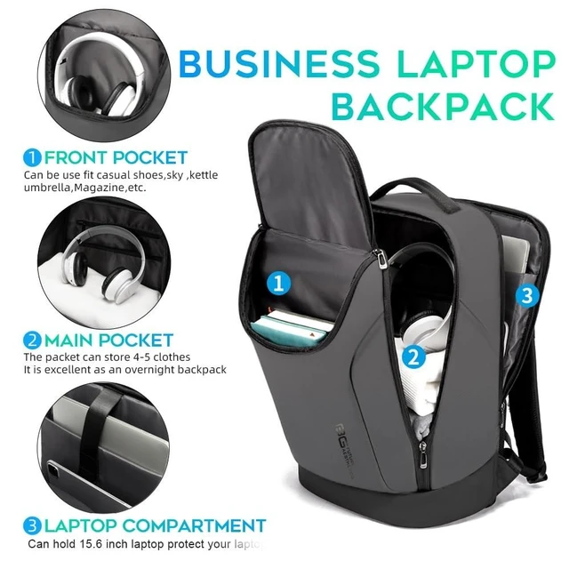 Alt view image 9 of 10 - FUTURE AESTHETICS Business Smart Backpack Waterproof for women,men,Fight Approved Durable Backpack suitable as overnight and travel backpack (Grey)