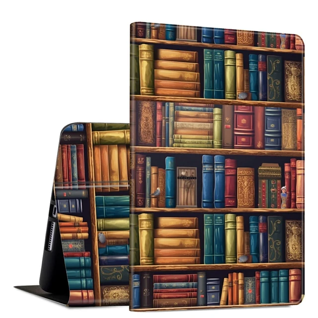 Alt view image 6 of 10 - Slim Case for Kindle Fire HD 8 & 8 Plus Tablet (12th/10th Generation, 2024/2022/2020 Release) 8" Lightweight PU Leather Adjustable Stand Smart Cover with Auto Sleep/Wake, Library Bookshelf
