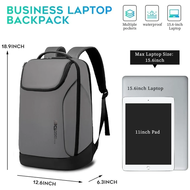 Alt view image 8 of 10 - FUTURE AESTHETICS Business Smart Backpack Waterproof for women,men,Fight Approved Durable Backpack suitable as overnight and travel backpack (Grey)