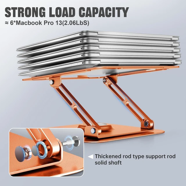 Alt view image 9 of 10 - JOYEKY Laptop Stand for Desk, Adjustable Computer Stand with 360 Rotating Base, Ergonomic Laptop Riser for Collaborative Work, Foldable & Portable Laptop Stand, fits for All 10-16" Laptops (Orange)