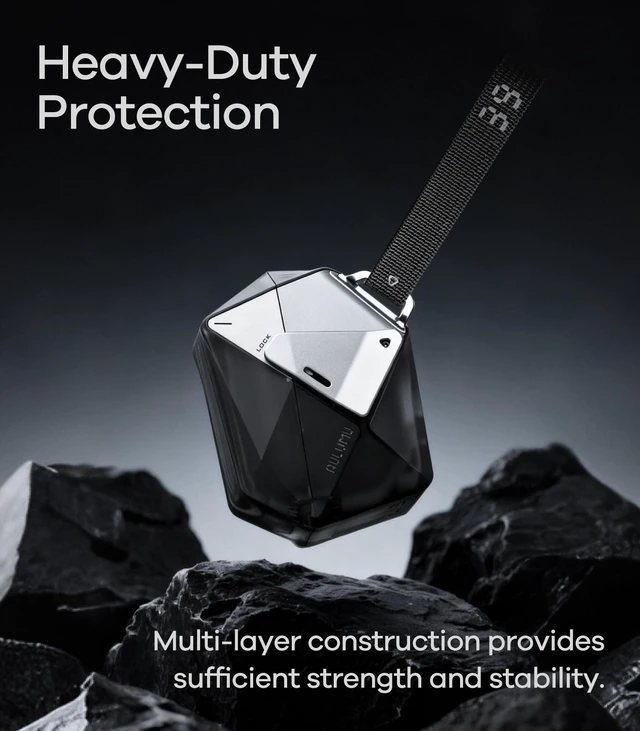 Alt view image 9 of 10 - Aulumu A39 Geometric AirPods Pro 3 Case with Lock ^^ Protective Cover with Nylon Buckle ^^ Alloy Armour ^^ Compatible with Apple AirPods Pro 3rd Generation Case (2025) - Black