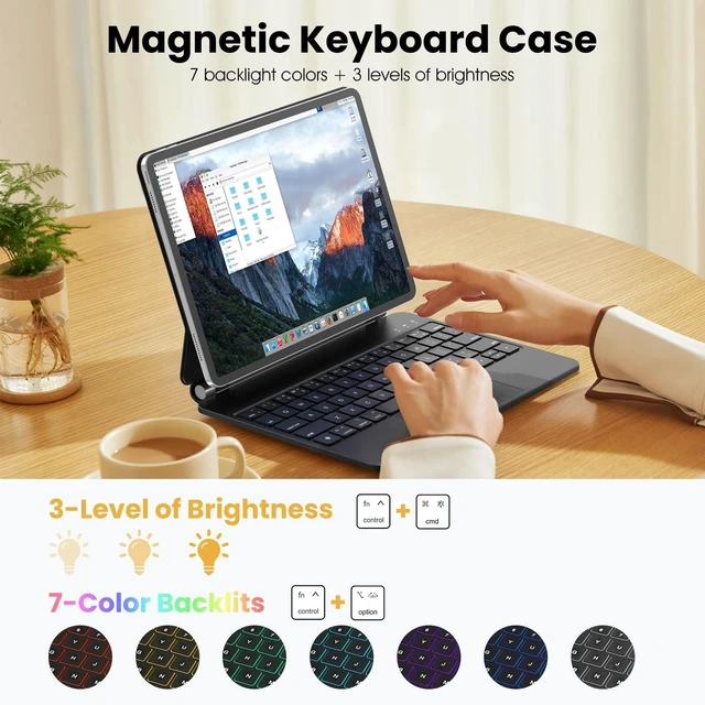 Alt view image 7 of 10 - MBODMI Keyboard Case for iPad 11th (A16,2025) & 10th Generation (2022)- Magnetic Case for iPad 10.9 inch 10th / 11th Gen. Magic Keyboard Backlits, Floating Cantilever Stand, Black