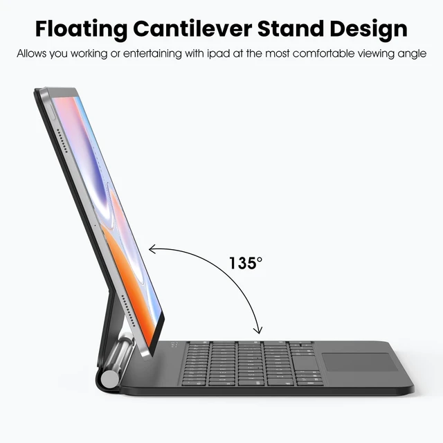Alt view image 9 of 10 - MBODMI Keyboard Case for iPad 11th (A16,2025) & 10th Generation (2022)- Magnetic Case for iPad 10.9 inch 10th / 11th Gen. Magic Keyboard Backlits, Floating Cantilever Stand, Black