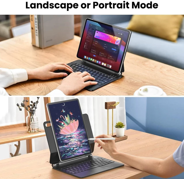 Alt view image 8 of 10 - MBODMI Keyboard Case for iPad 11th (A16,2025) & 10th Generation (2022)- Magnetic Case for iPad 10.9 inch 10th / 11th Gen. Magic Keyboard Backlits, Floating Cantilever Stand, Black