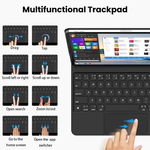 Alt view image 10 of 10 - MBODMI Keyboard Case for iPad 11th (A16,2025) & 10th Generation (2022)- Magnetic Case for iPad 10.9 inch 10th / 11th Gen. Magic Keyboard Backlits, Floating Cantilever Stand, Black