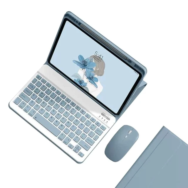 Alt view image 6 of 10 - KMXDD Keyboard Case Mouse Compatible with iPad Air 13 inch (M3/M2)/ iPad Pro 12.9" (6th/5th/4th/3rd Generation) Case with Cute Color Keys Removable Keyboard,Mist Blue