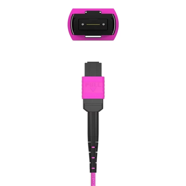 Alt view image 10 of 10 - AMPCOM MPO to LC Breakout Cable 50/125m Multimode OM4(12 Fiber, MPO to LC, Type B, LSZH/Riser, UPC, Magenta) 1m (3ft)