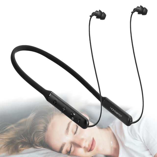 Alt view image 6 of 10 - HomeSpot Lightweight Wireless Neckband Sleep Earbuds Side Sleeper Earpiece Superior Audio Quality 28-Hour Battery Life JY110-S1