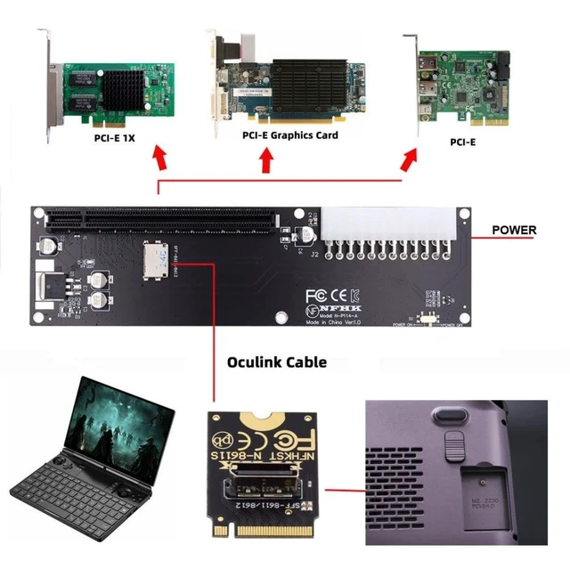 Alt view image 8 of 10 - chenyang Oculink SFF-8612 to PCI-E 3.0/4.0 M.2 M-Key to PCIe 3.0/4.0 X16 Adapter for eGPU/GPD Win Max2 External Graphics Card & SSD