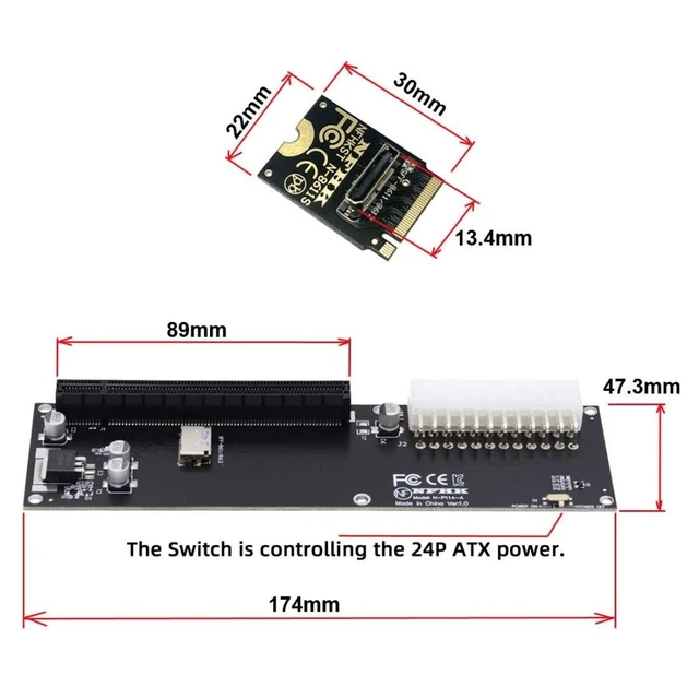 Alt view image 10 of 10 - chenyang Oculink SFF-8612 to PCI-E 3.0/4.0 M.2 M-Key to PCIe 3.0/4.0 X16 Adapter for eGPU/GPD Win Max2 External Graphics Card & SSD
