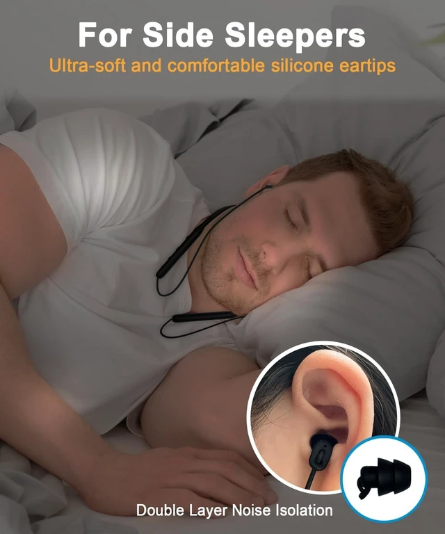 Alt view image 7 of 10 - HomeSpot Lightweight Wireless Neckband Sleep Earbuds Side Sleeper Earpiece Superior Audio Quality 28-Hour Battery Life JY110-S1