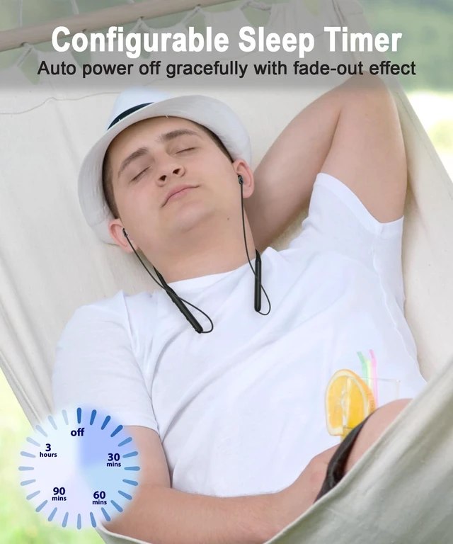 Alt view image 8 of 10 - HomeSpot Lightweight Wireless Neckband Sleep Earbuds Side Sleeper Earpiece Superior Audio Quality 28-Hour Battery Life JY110-S1