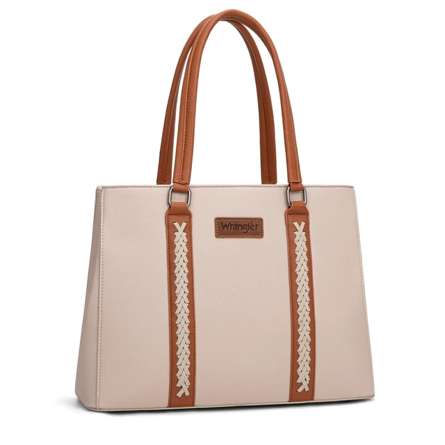 Alt view image 6 of 10 - Montana West Wrangler Whipstitch Tote Bag for Women Fall Purses and Handbags Double Compartment Work Medium Size Tan WG387-8119BR-TN