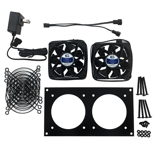Alt view image 6 of 8 - CabCool 802 Lite Dual 80mm Fan Cooling Kit for Cabinet & Home Theaters