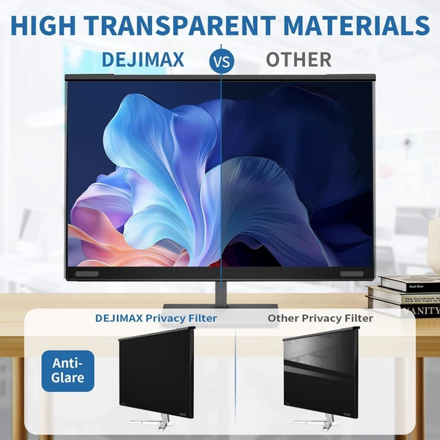 Alt view image 9 of 10 - DEJIMAX Magnetic 27 Inch Computer Privacy Screen for 16:9 Widescreen Monitor, Removable Hanging Anti-Blue Light Computer Screen Privacy Panel, Anti-UV Magnetic Attachment Monitor Privacy Screen