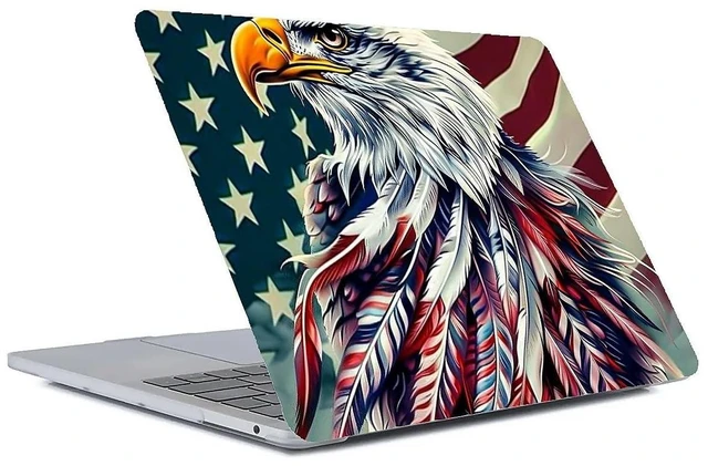 Alt view image 6 of 10 - FKBRCL4U for MacBook Pro 15 Inch Case, Clear Case Flying Feathers Eagle Flag Pattern 2016/2018 Version of A1707/A1990 Plastic Hard Shell Clear Computer Case