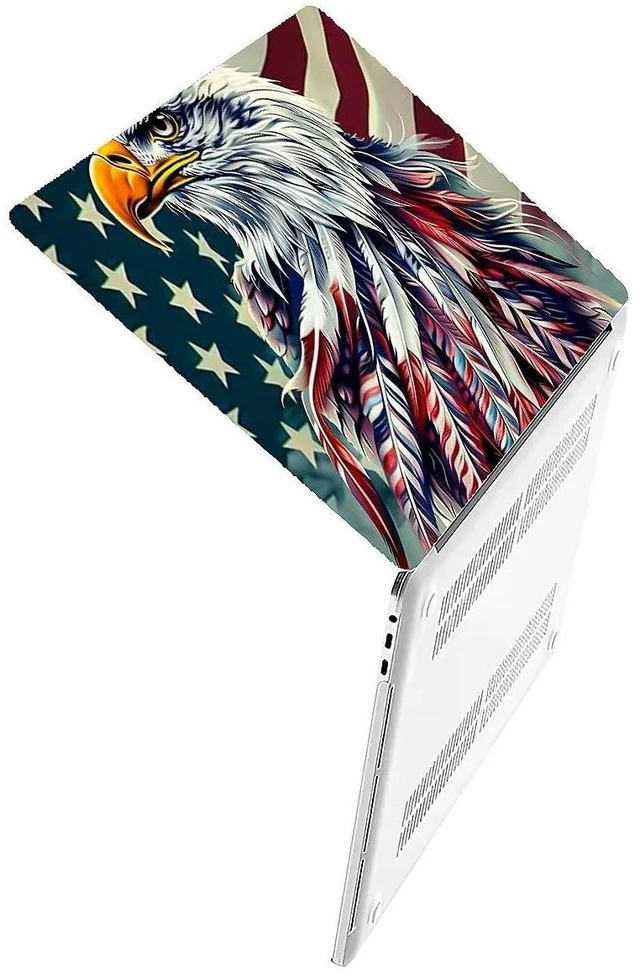 Alt view image 7 of 10 - FKBRCL4U for MacBook Pro 15 Inch Case, Clear Case Flying Feathers Eagle Flag Pattern 2016/2018 Version of A1707/A1990 Plastic Hard Shell Clear Computer Case