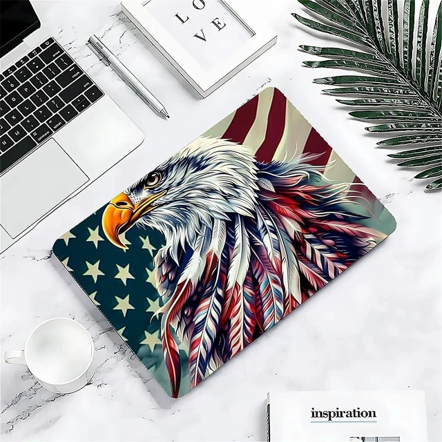 Alt view image 8 of 10 - FKBRCL4U for MacBook Pro 15 Inch Case, Clear Case Flying Feathers Eagle Flag Pattern 2016/2018 Version of A1707/A1990 Plastic Hard Shell Clear Computer Case