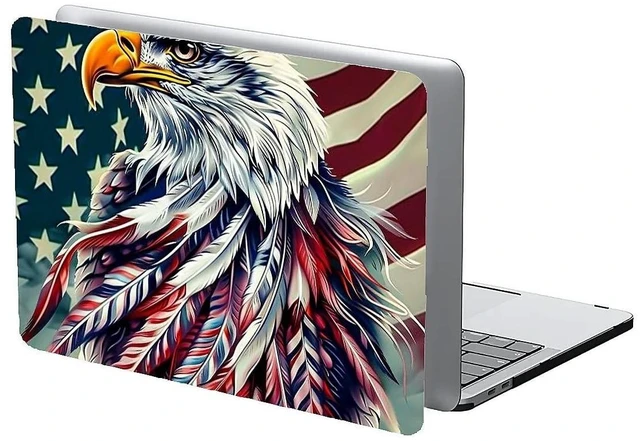 Alt view image 9 of 10 - FKBRCL4U for MacBook Pro 15 Inch Case, Clear Case Flying Feathers Eagle Flag Pattern 2016/2018 Version of A1707/A1990 Plastic Hard Shell Clear Computer Case